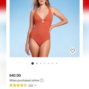 Kona Sol One Piece Orange Bathing Suit Size Small